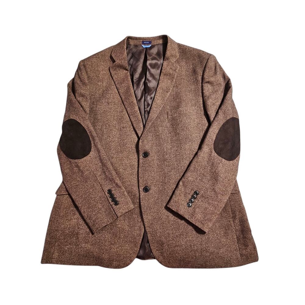 MADE By Cam Newton Brown Tweed Wool Blend Blazer Size 48R Elbow Patches 2 Vents